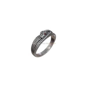 Sterling silver snake scale ring gems with glowing eyes