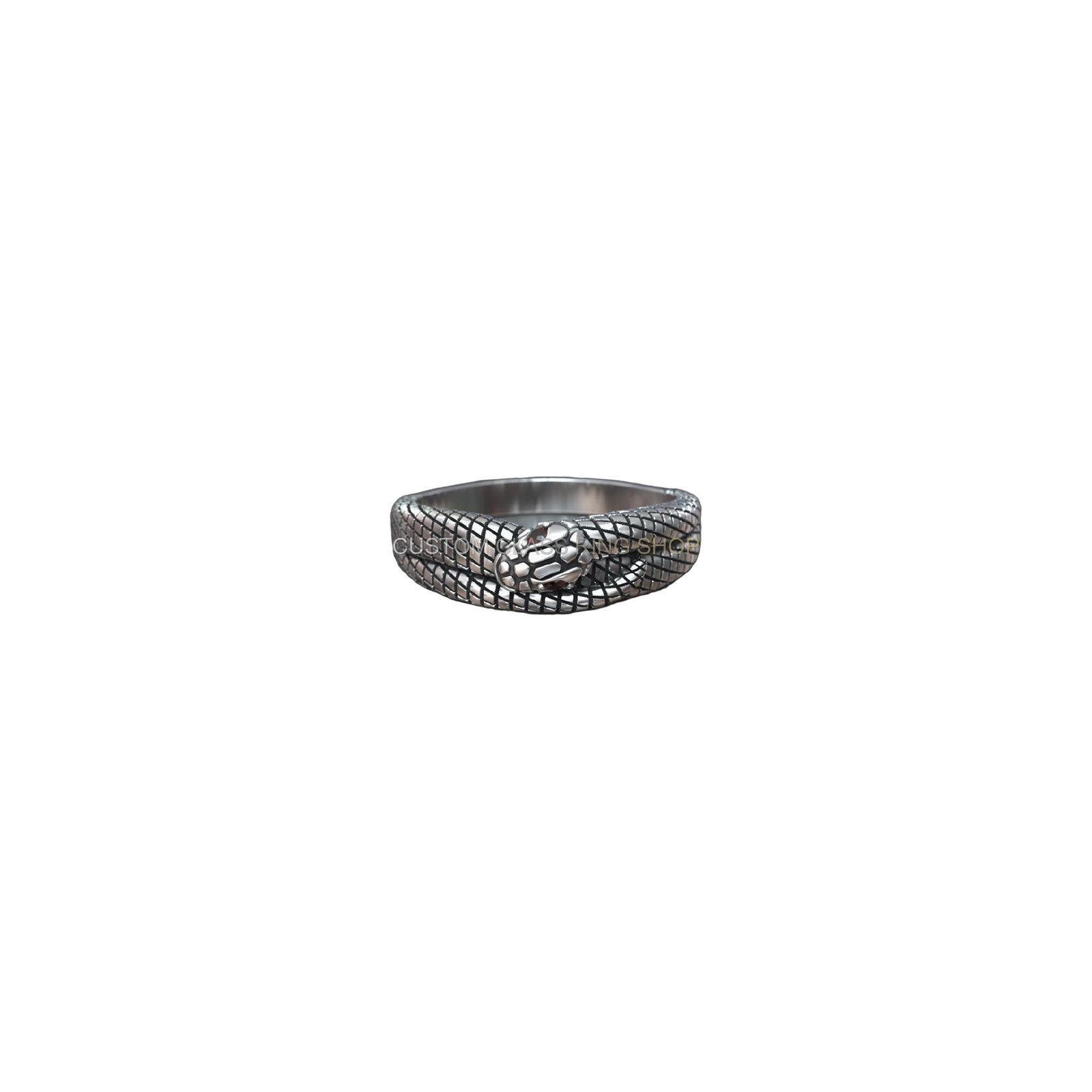 Sterling silver snake scale ring gems, top-down crown perspective