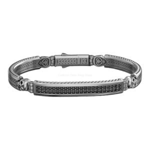 Oxidized sterling silver skull cuff bracelet with beaded centerpiece