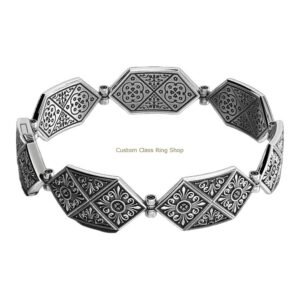 sterling silver antique filigree bracelet with baroque engraved links