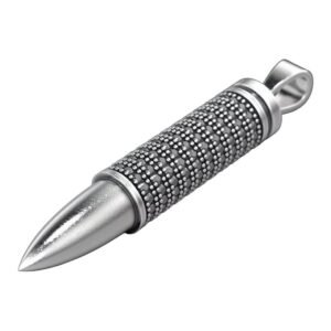 sterling silver bullet stone pendant with pavé details