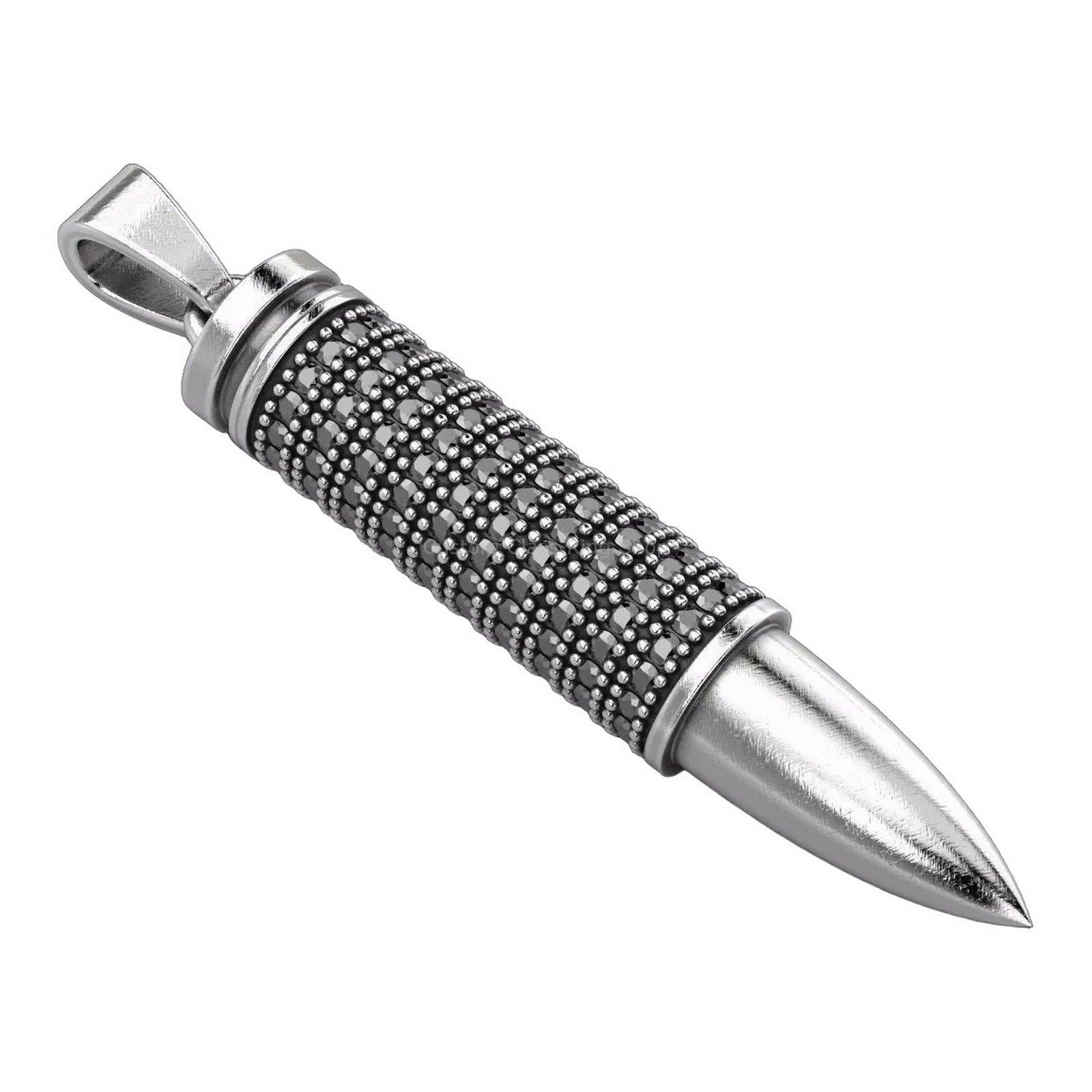 sterling silver bullet stone pendant with pavé details