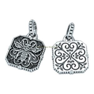 sterling silver butterfly ornamental pendant with baroque frame detail