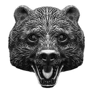 Sterling silver bear statement ring with textured fur detail