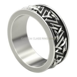 Sterling silver interlocking triangles ring with oxidized finish