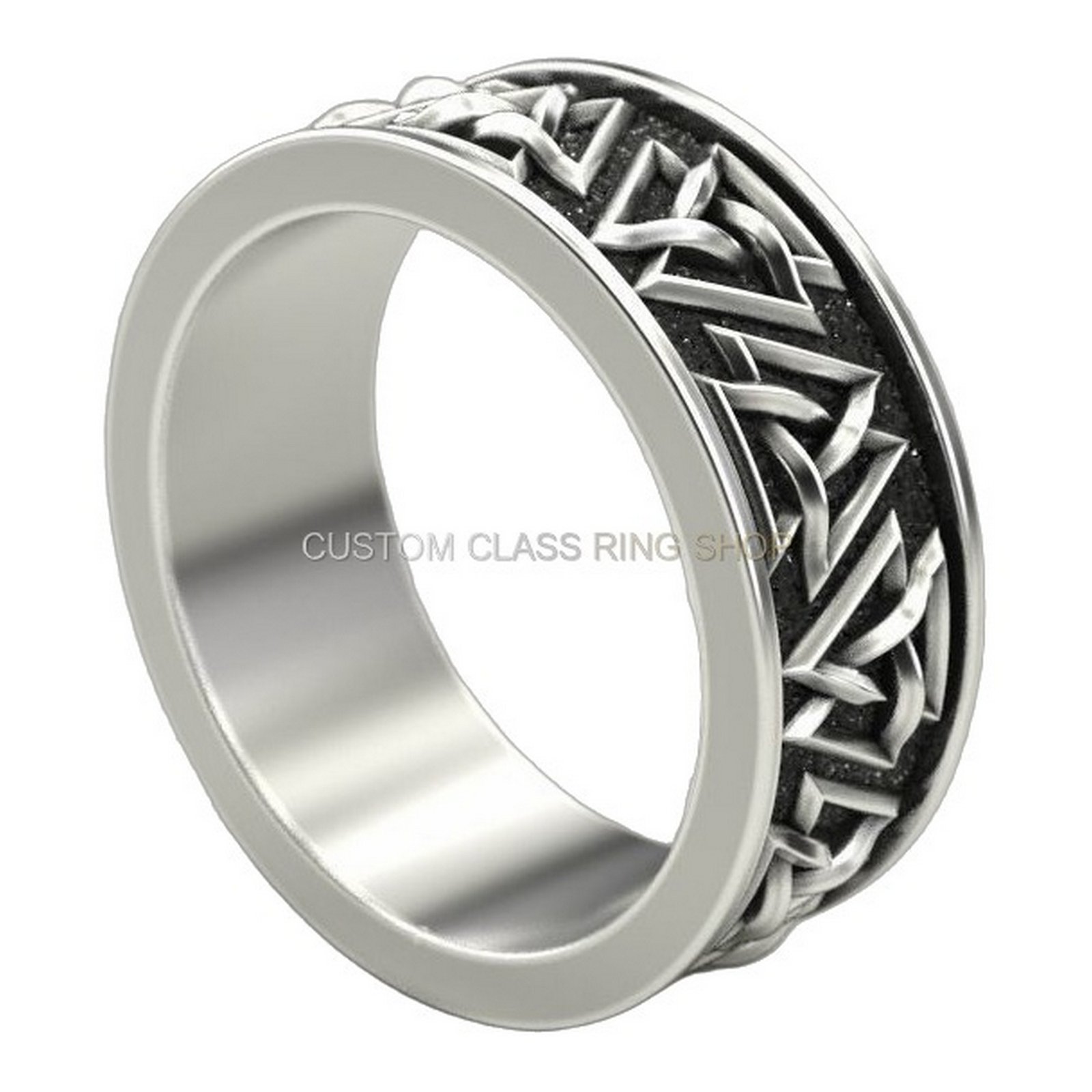 Sterling silver interlocking triangles ring with oxidized finish