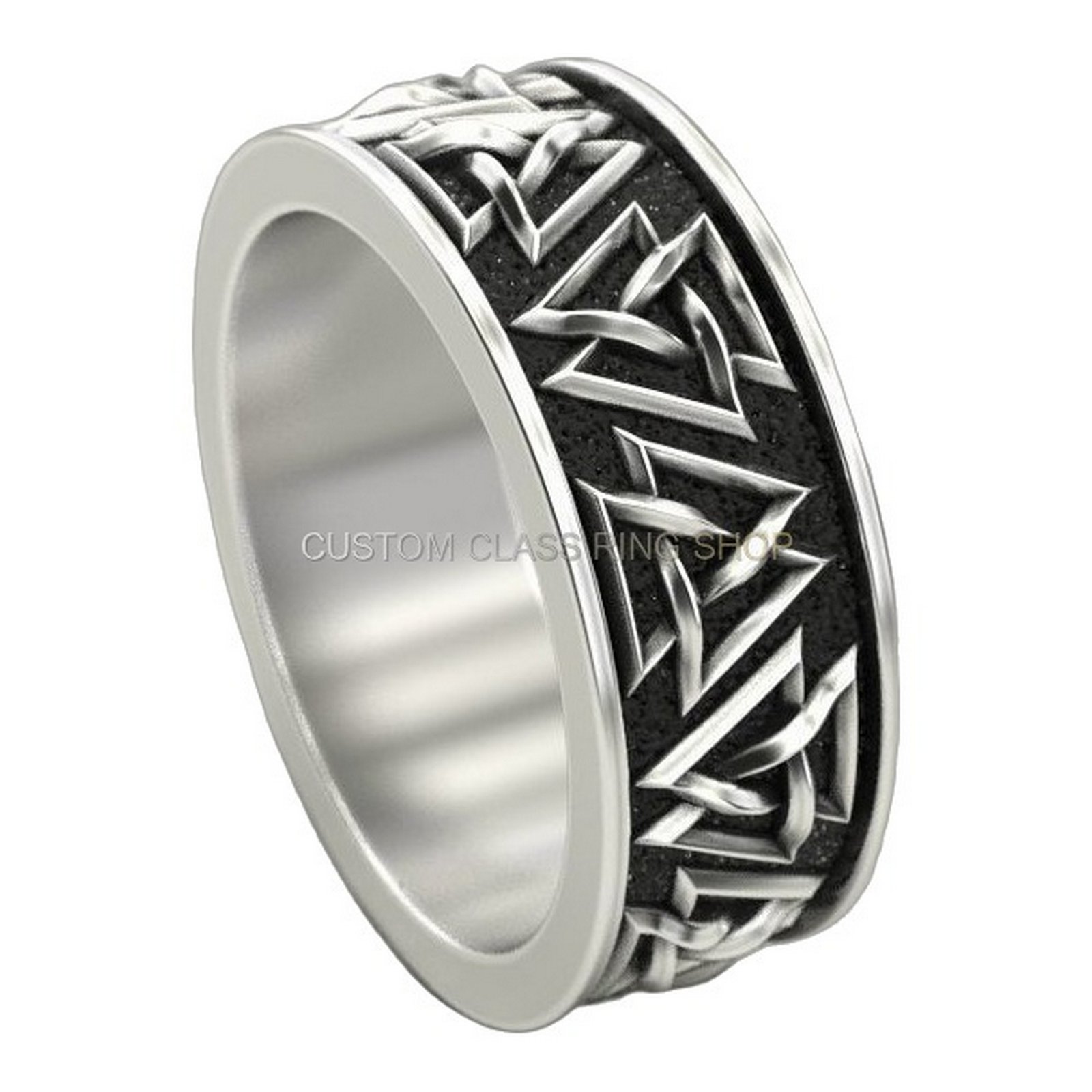Sterling silver interlocking triangles ring, rotated side angle display
