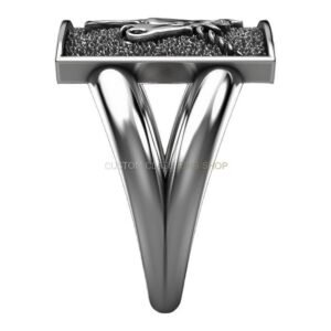 sterling silver unicorn statement ring oxidized finish