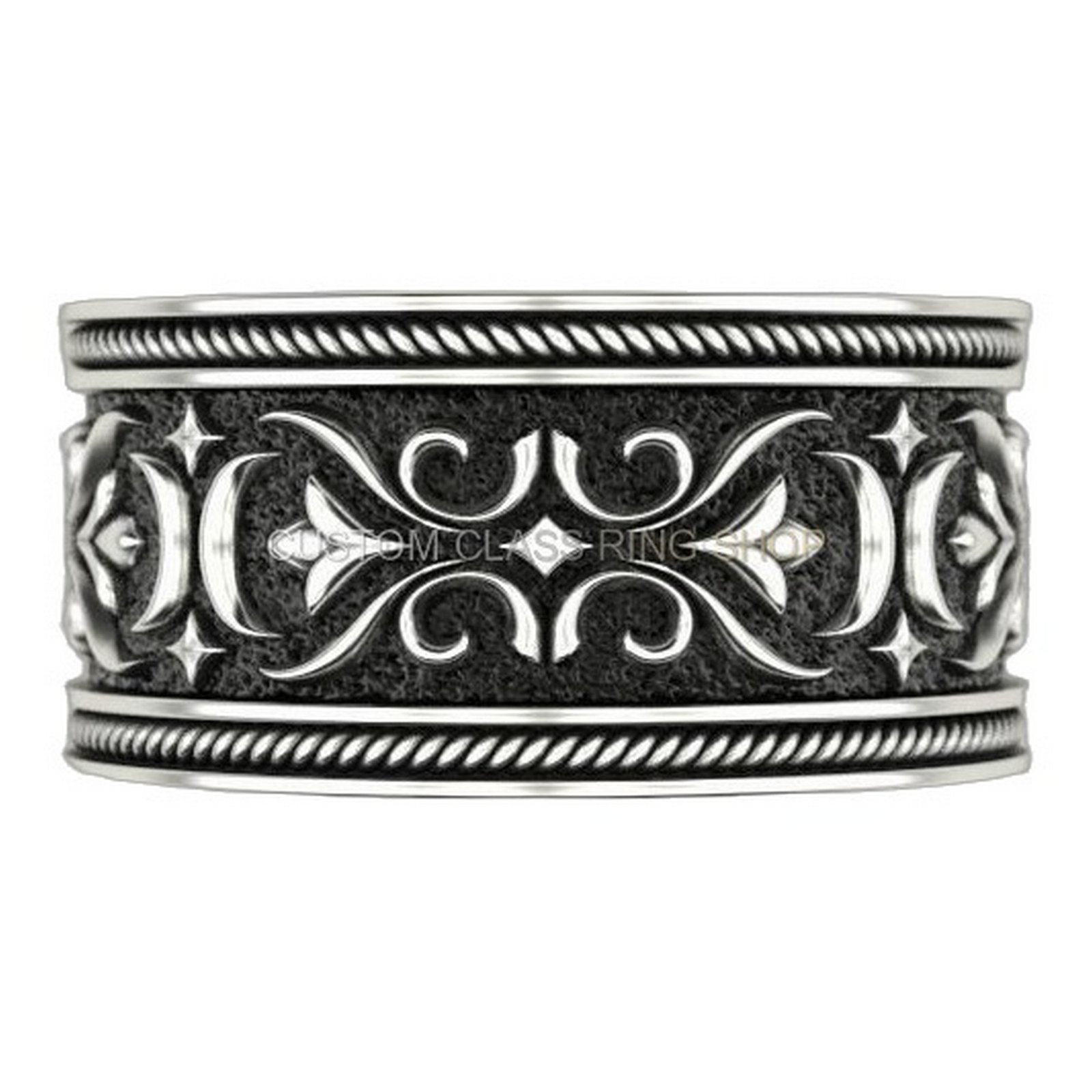 Sterling silver viking ornamental statement ring with oxidized antique finish
