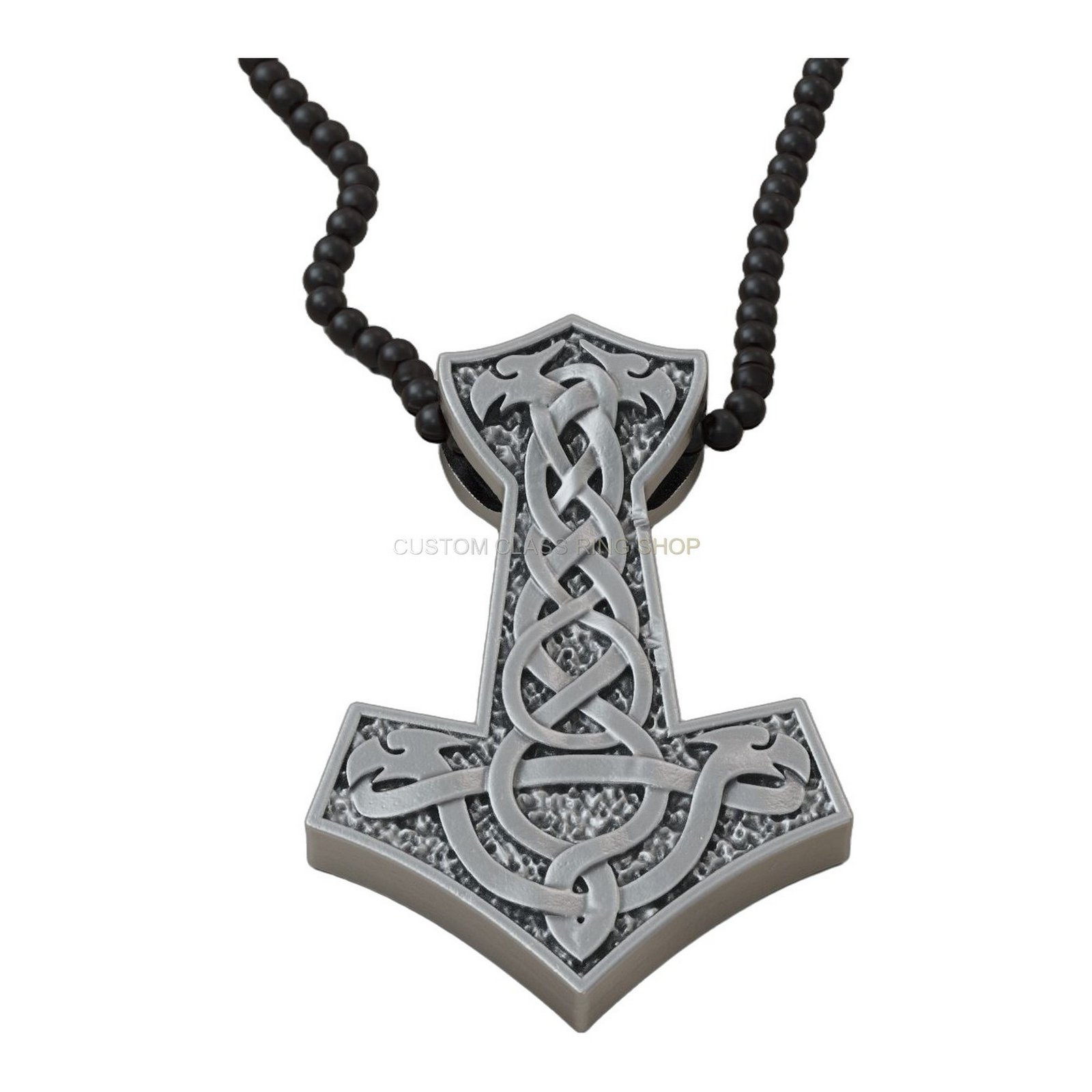Sterling silver viking axe pendant necklace with Celtic knotwork