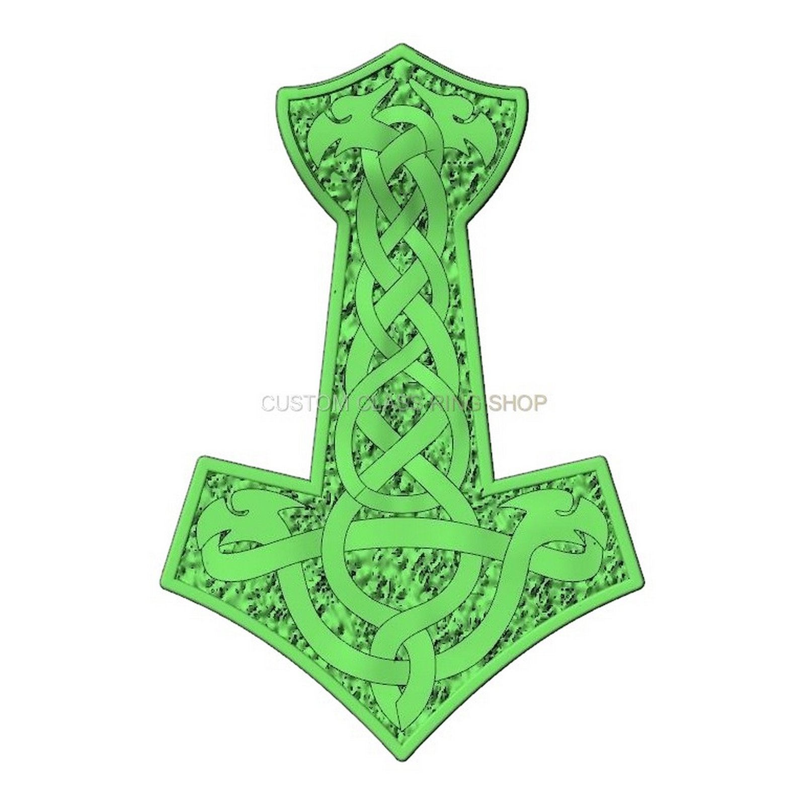 Sterling silver viking axe pendant necklace, bright green design finish