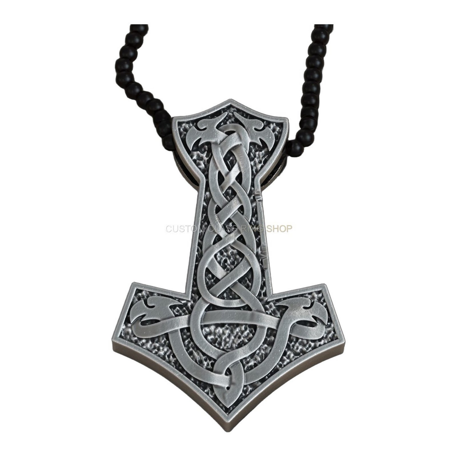 Sterling silver viking axe pendant necklace, angled three-quarter view