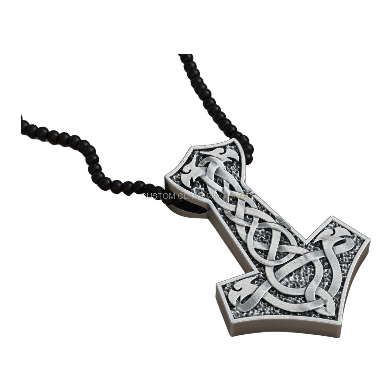 Sterling silver viking axe pendant necklace with Celtic knotwork