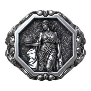 virgo zodiac sterling silver signet ring antique maiden sculpture