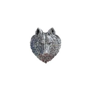 Mens sterling silver wolf head ring with oxidized finish