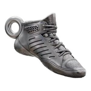 Sterling silver wrestling shoe pendant with oxidized finish