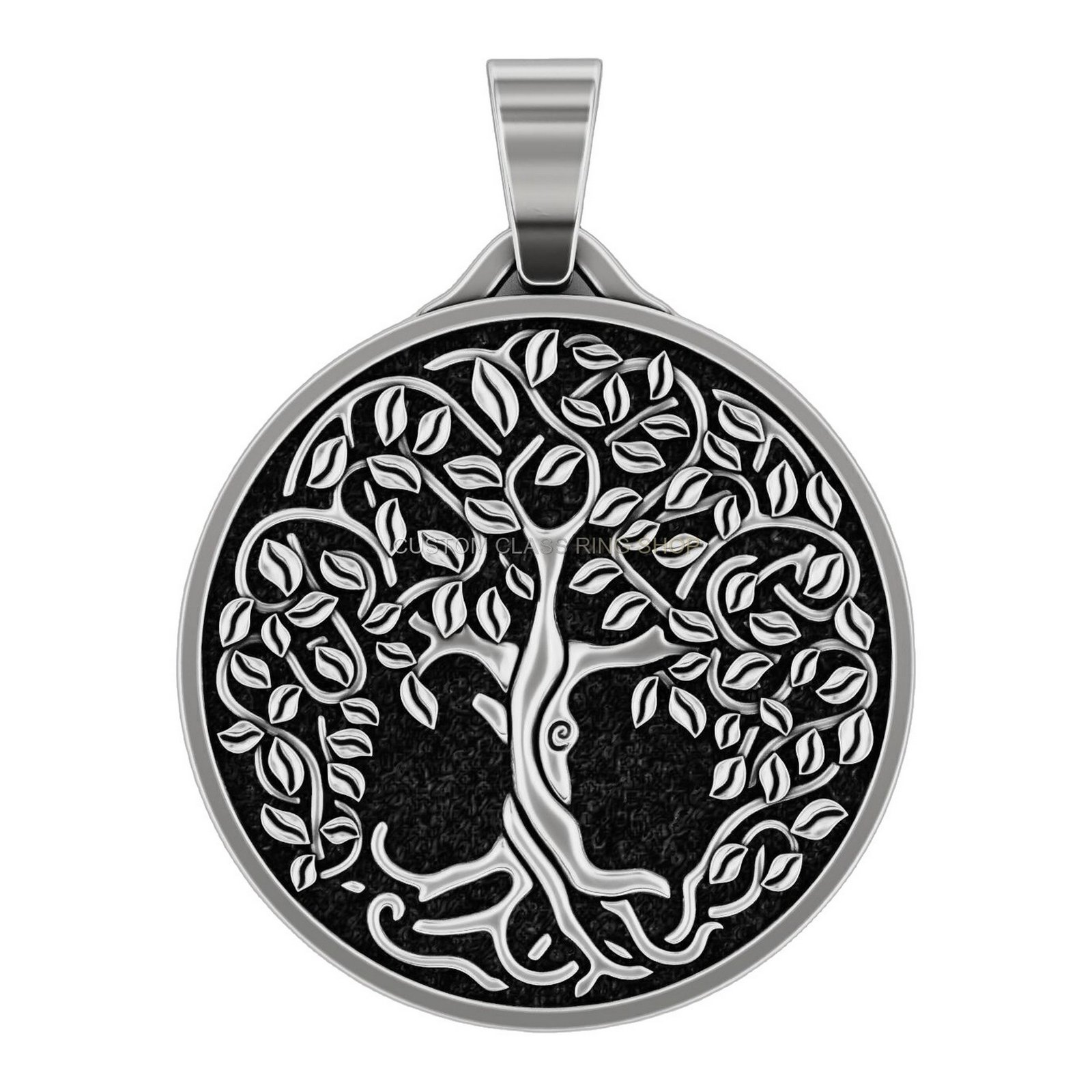 Sterling silver Yggdrasil tree pendant with oxidized finish and detailed leaves