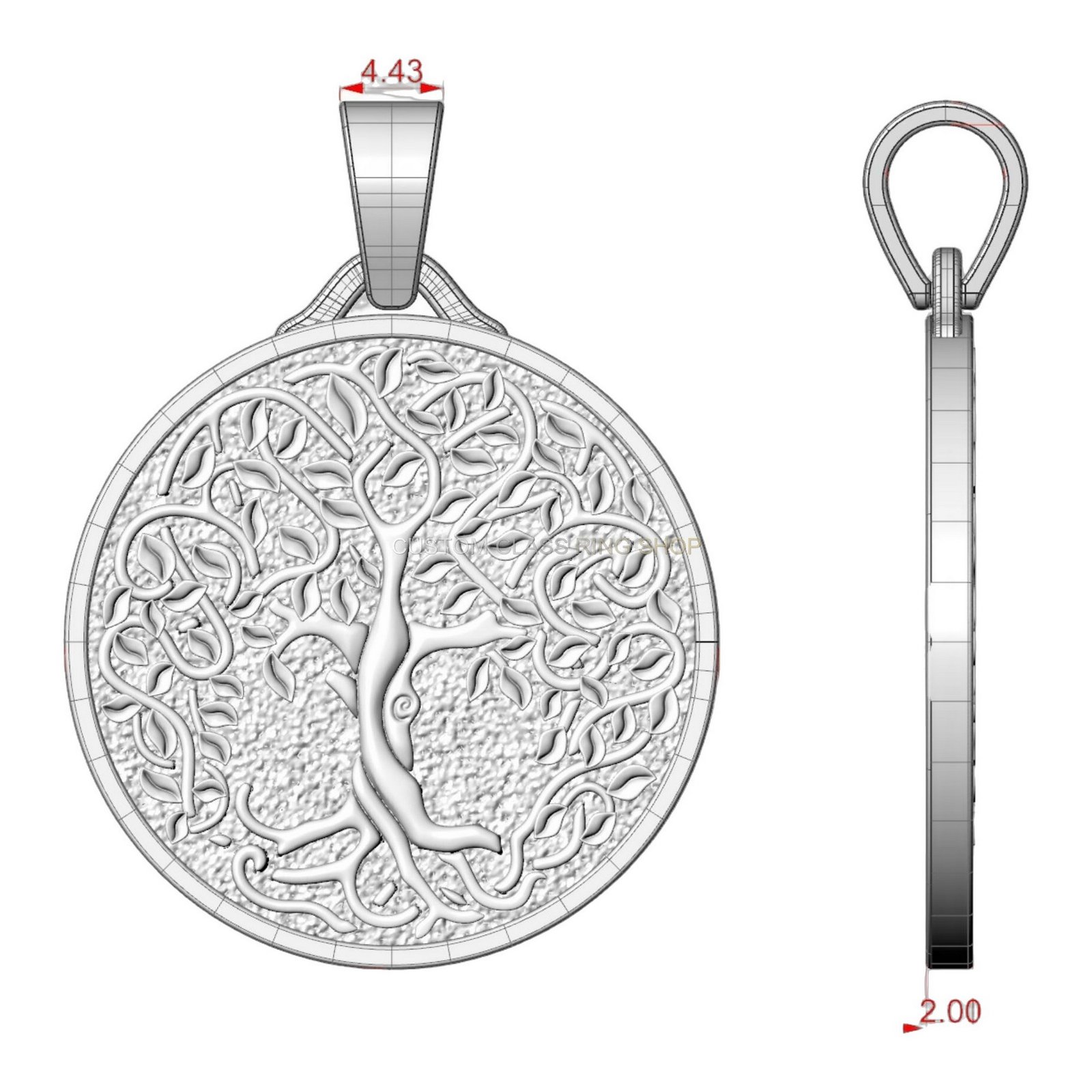 Sterling silver Yggdrasil tree pendant with oxidized finish and detailed leaves