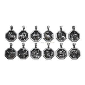 Zodiac astrology sterling silver pendant collection all 12 signs