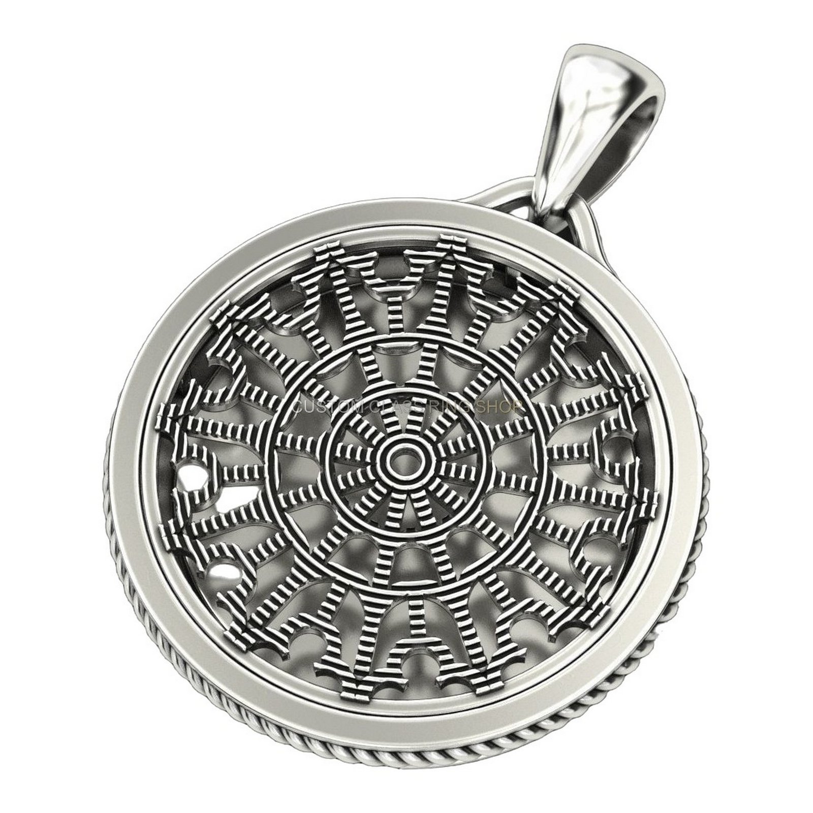 Unisex sterling silver gemini skull pendant with dual-skull design and beaded border