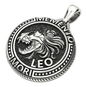 Unisex sterling silver leo pendant with lion head zodiac design